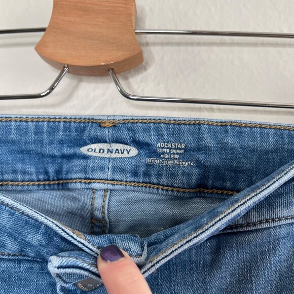 Old Navy Rockstar Super Skinny High-Rise Blue Denim Jeans Plus Size 22 - Picture 5 of 11